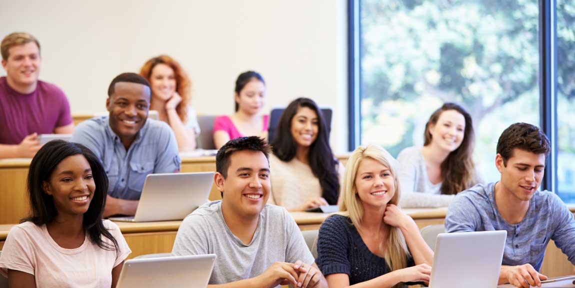 A classroom full of students.