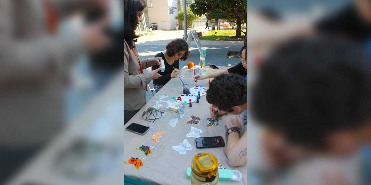 Making butterfly art.