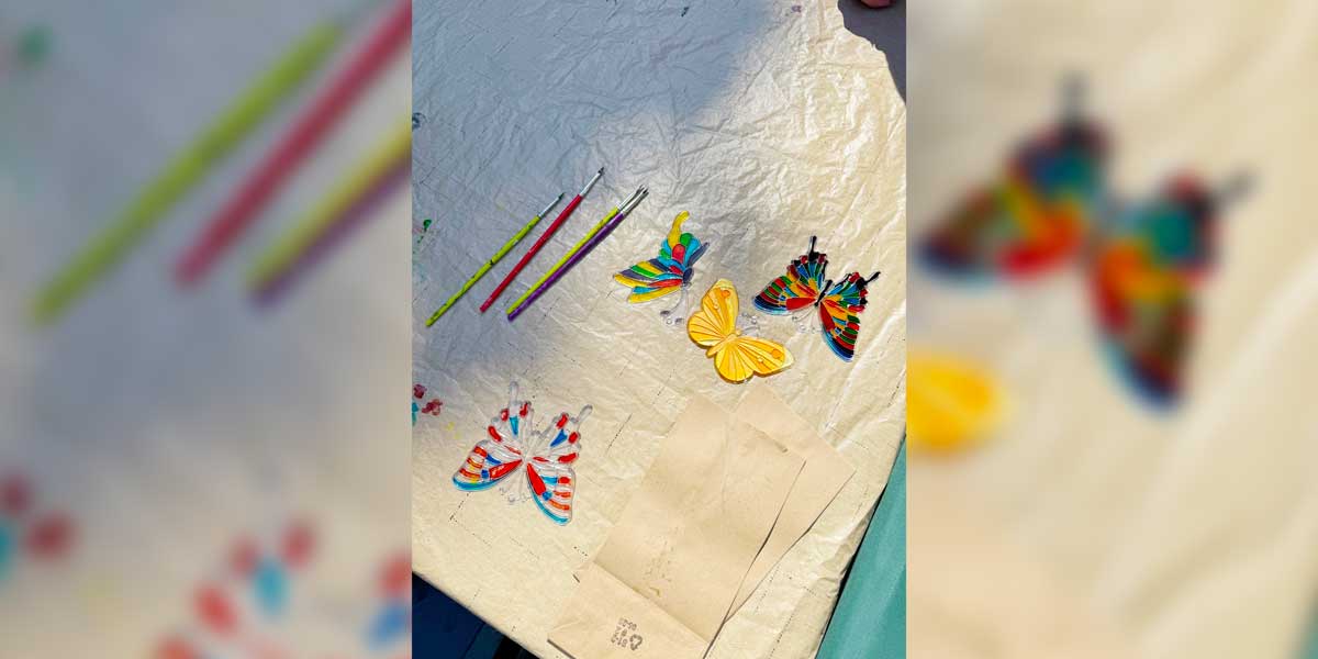 Making butterfly art.