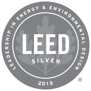United States Green Building Council Leadership in Energy and Environmental Design Silver Certification. USGBC® and the related logo are trademarks owned by the US Green Building Council and are used with permission. usgbc.org