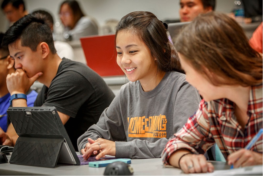 Students attending a lecture.