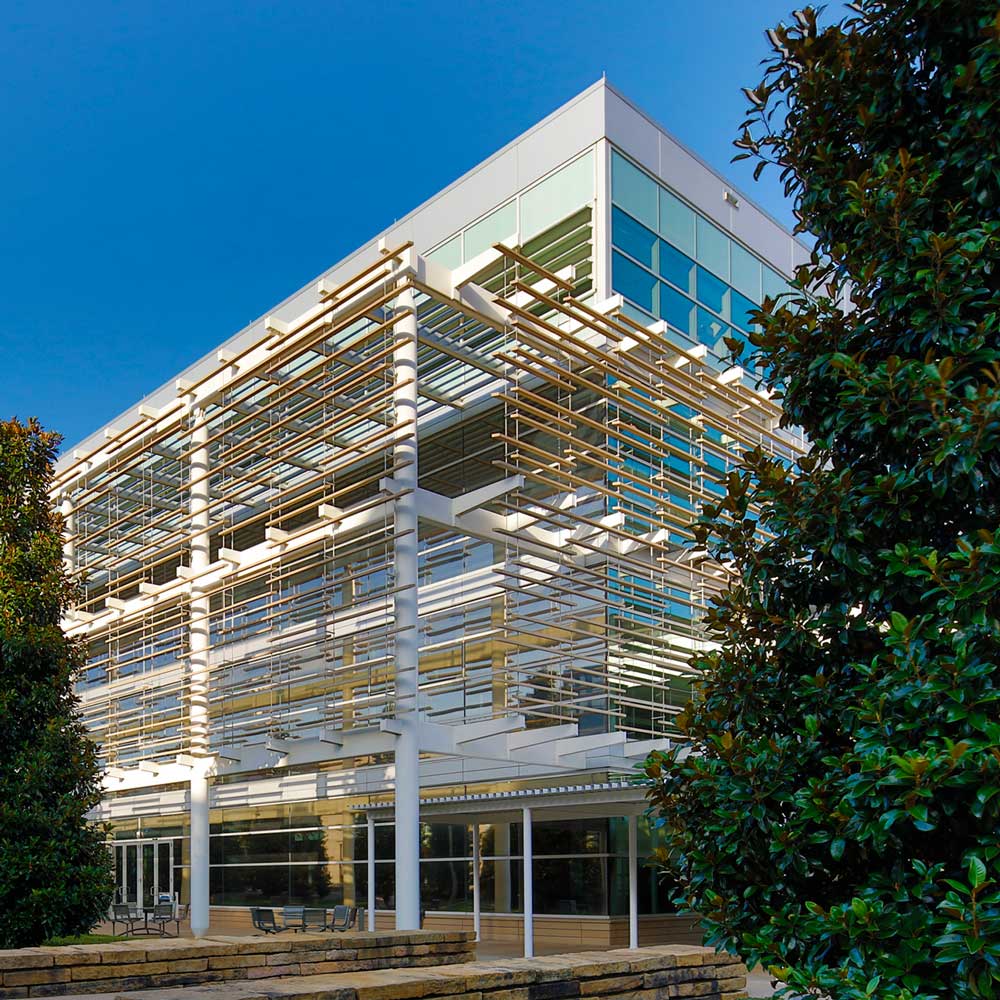 The Student Services Building, a certified LEED Platinum building on the UT Dallas campus.